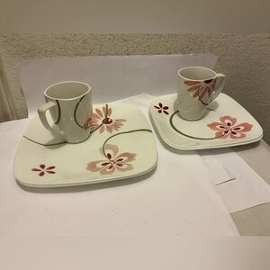 Corelle Floral Mug and Plate Set - Red and Green